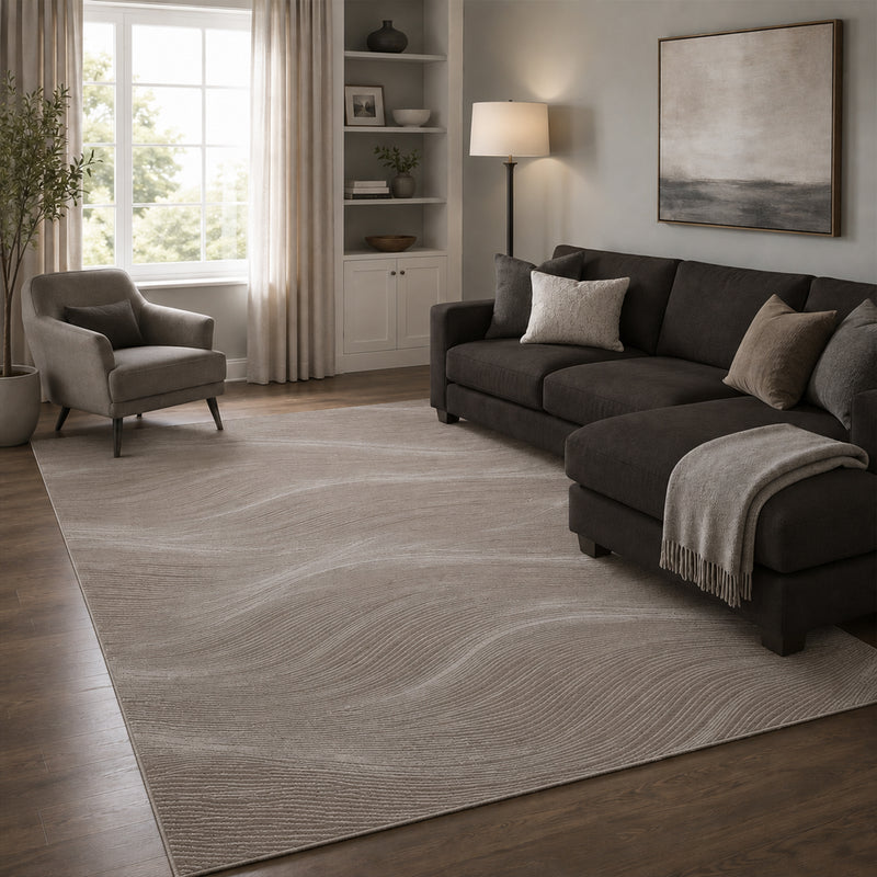 Carpet for living room/bedroom, geometric waves, modern design | High quality |-zoom-