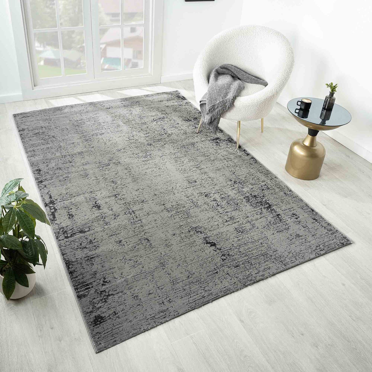 Carpet for living room, bedroom, short pile, palm tree pattern, flowers, lurex-zoom-1