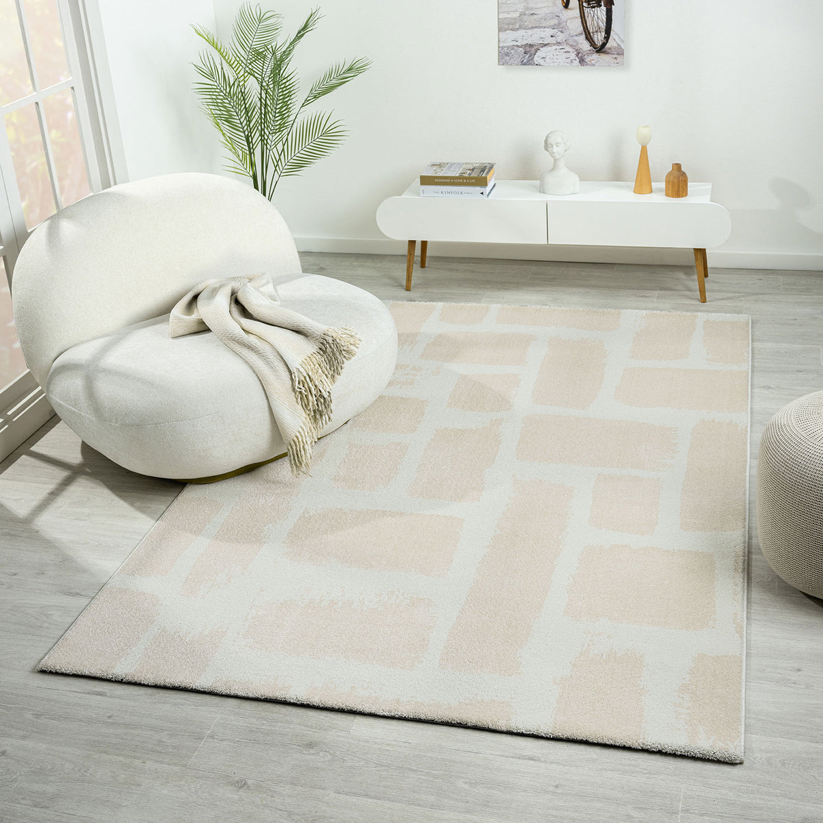 Teppich Kurzflor Wohnzimmer Schlafzimmer Hochwertig Steinmuster Grau Anthrazit