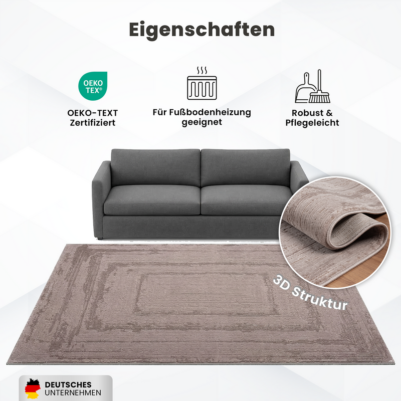 Modern rug for living room and bedroom with high and low border, high quality, 3D effect-zoom-
