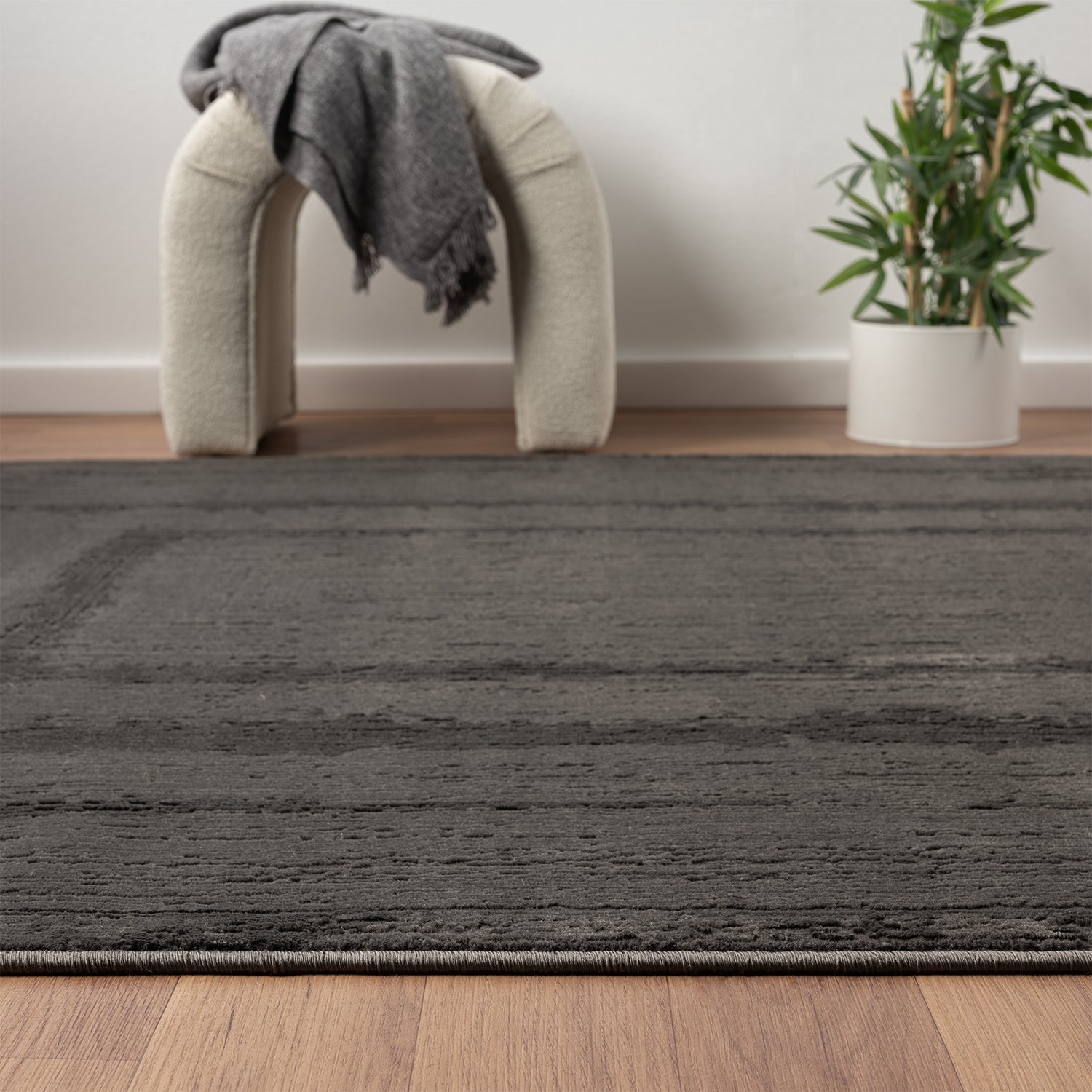 Premium Teppich Wohnzimmer Schlafzimmer Modern Hoch&Tief Bordüre – Kurzflor Teppich mit 3D Effekt-5