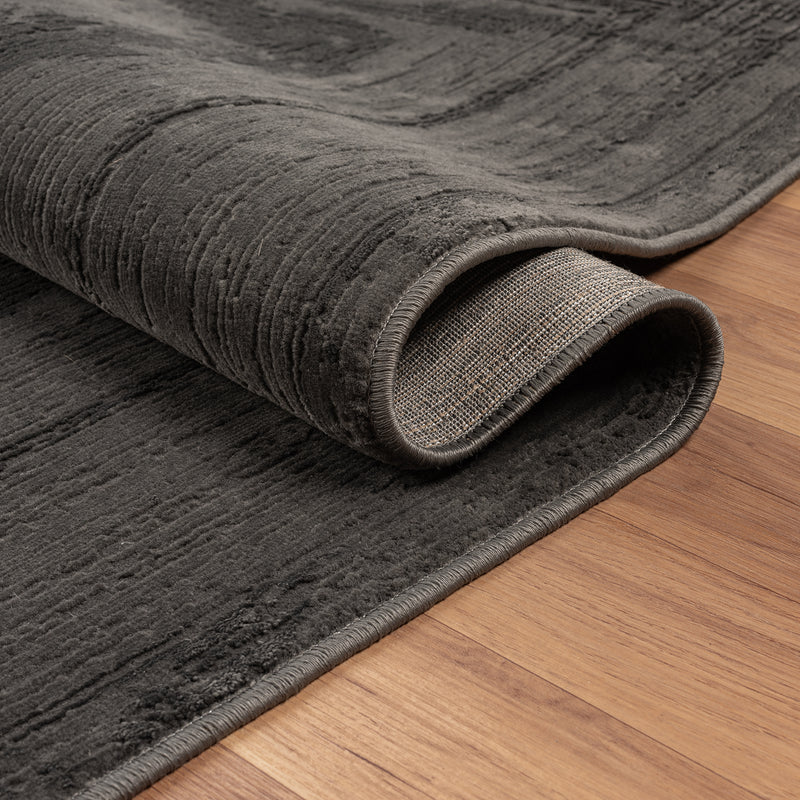 Premium Teppich Wohnzimmer Schlafzimmer Modern Hoch&Tief Bordüre – Kurzflor Teppich mit 3D Effekt-zoom-