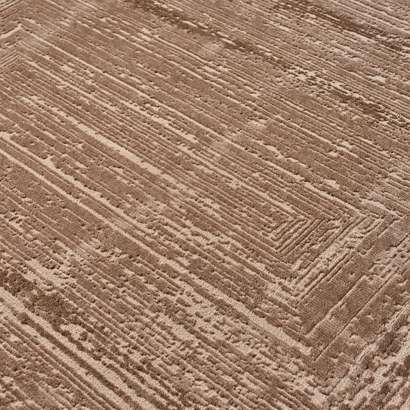 Premium Teppich Wohnzimmer Schlafzimmer Modern Hoch&Tief Bordüre – Kurzflor Teppich mit 3D Effekt-zoom-