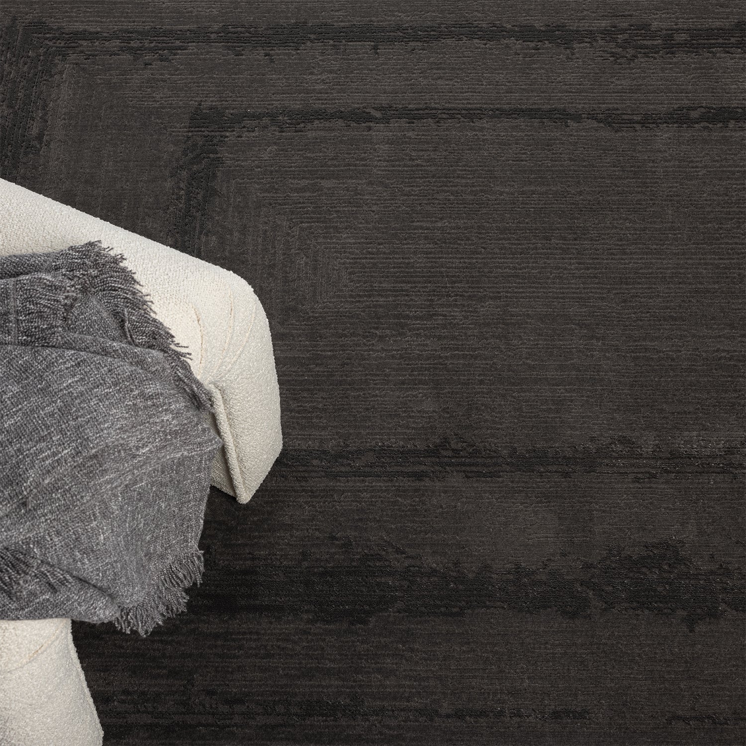 Premium Teppich Wohnzimmer Schlafzimmer Modern Hoch&Tief Bordüre – Kurzflor Teppich mit 3D Effekt-4