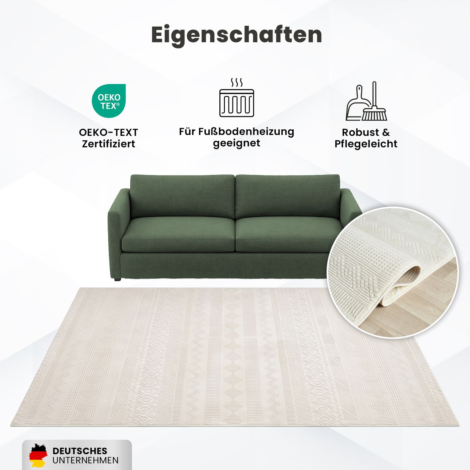Teppich Wohnzimmer Schlafzimmer Skandinavisch Modern | Pflegeleicht | Qualitativ Hochwertig |-zoom-4