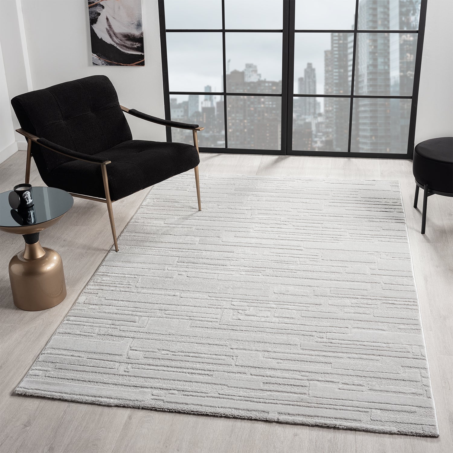 Teppich Wohnzimmer Schlafzimmer kurzflor Steinoptik Qualitativ Elegant 3D effekt-zoom-6