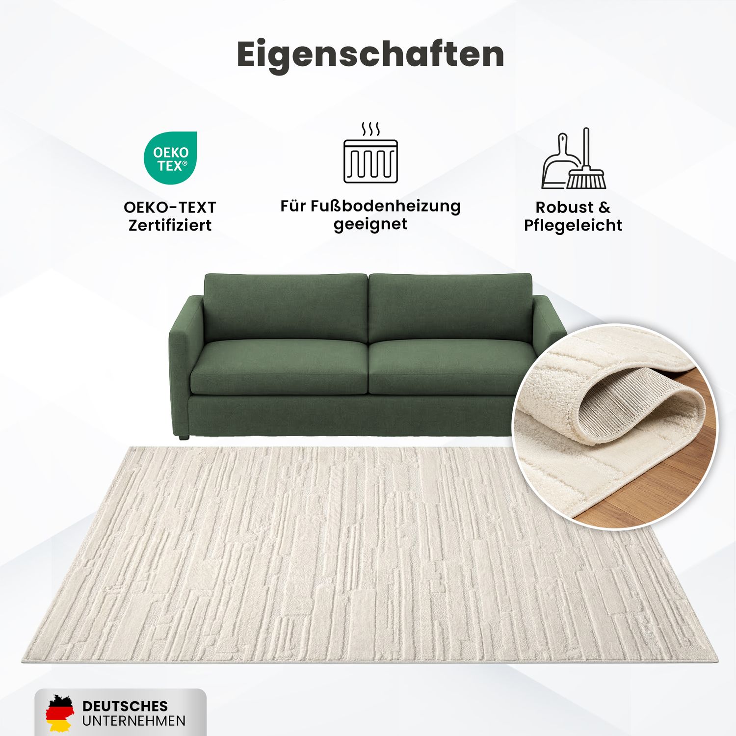 Teppich Wohnzimmer Schlafzimmer kurzflor Steinoptik Qualitativ Elegant 3D effekt