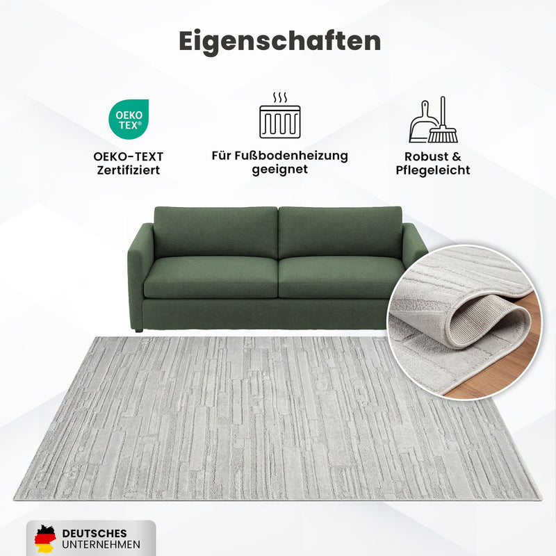 Carpet for living room/bedroom, short pile, stone look, high quality, elegant, 3D effect-zoom-