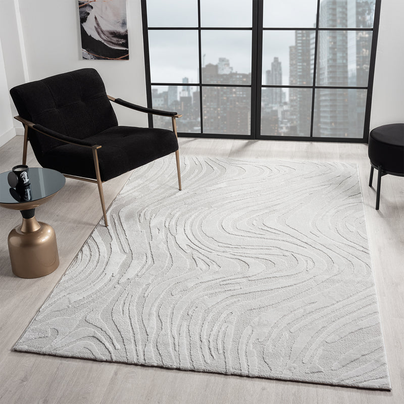 Living room rug, bedroom rug, 3D effect, modern, soft, short pile, wave pattern, high quality-zoom-