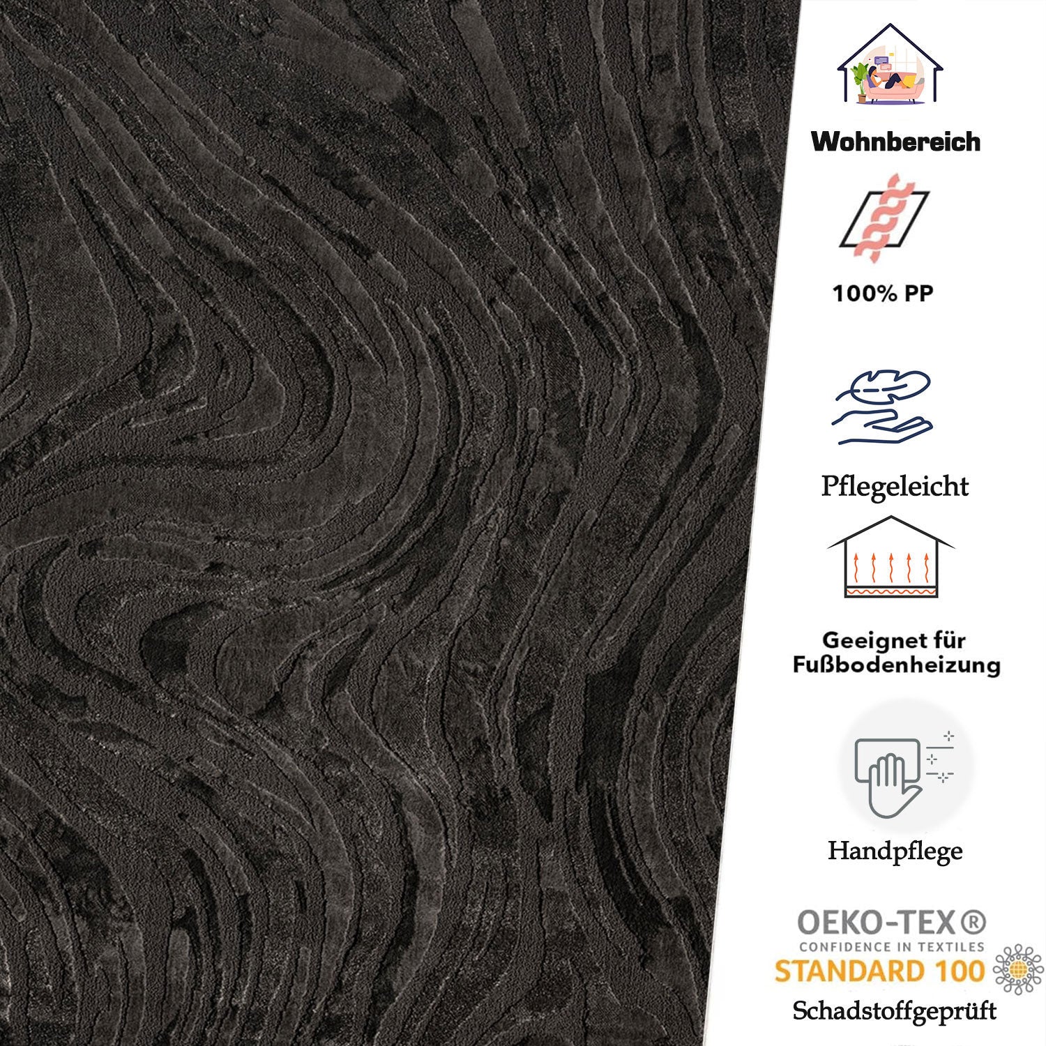 Living room rug, bedroom rug, 3D effect, modern, soft, short pile, wave pattern, high quality-zoom-23