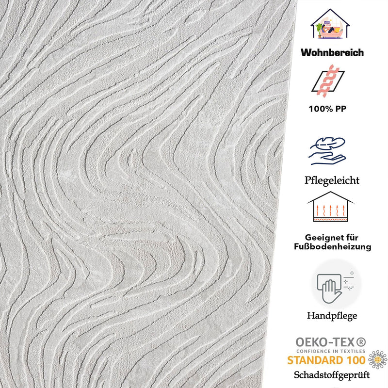 Living room rug, bedroom rug, 3D effect, modern, soft, short pile, wave pattern, high quality-zoom-