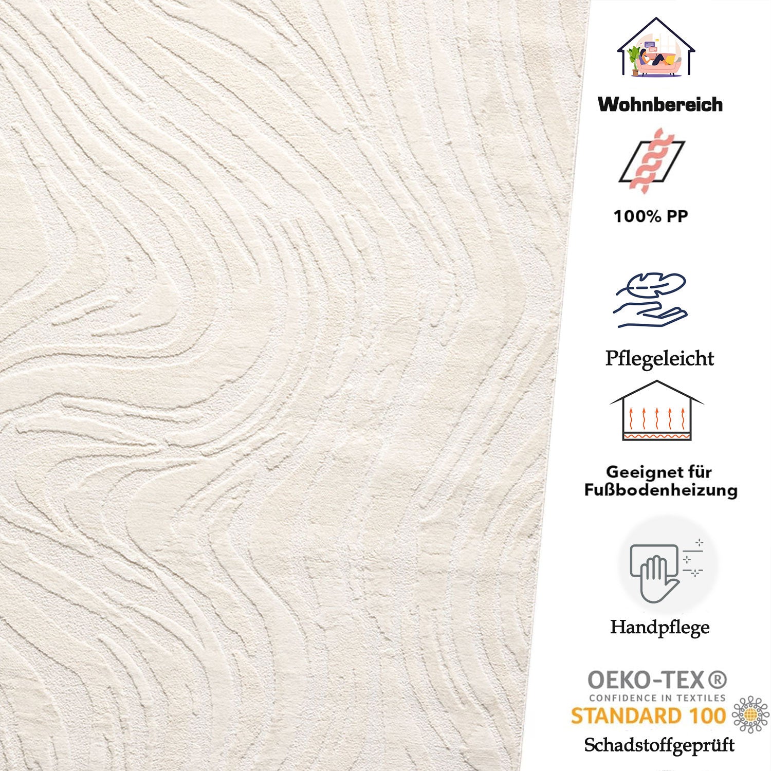 Living room rug, bedroom rug, 3D effect, modern, soft, short pile, wave pattern, high quality-zoom-17