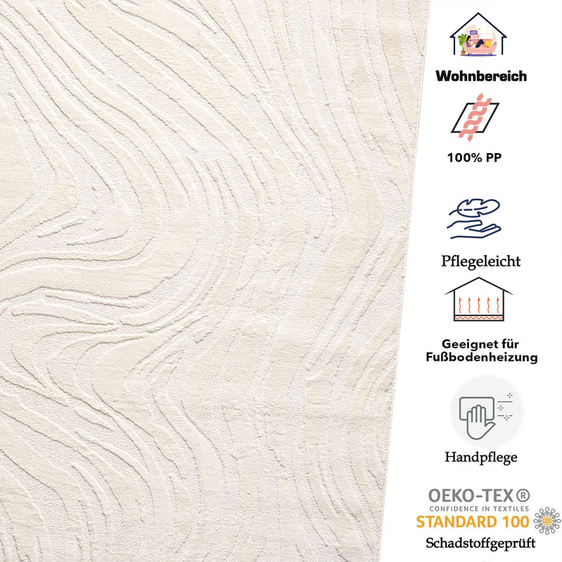 Living room rug, bedroom rug, 3D effect, modern, soft, short pile, wave pattern, high quality-zoom-