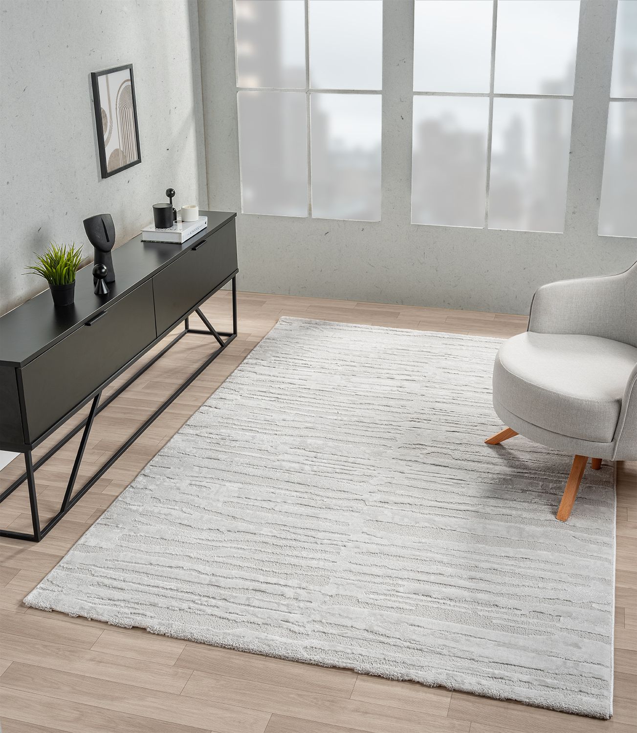 Moderner Kurzflor Teppich Wohnzimmer Schlafzimmer in Hoch-Tief-Effekt, 3D Effekt Ultra weich-11