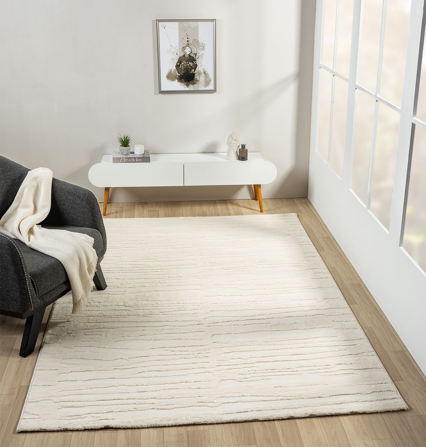 Moderner Kurzflor Teppich Wohnzimmer Schlafzimmer in Hoch-Tief-Effekt, 3D Effekt Ultra weich-6