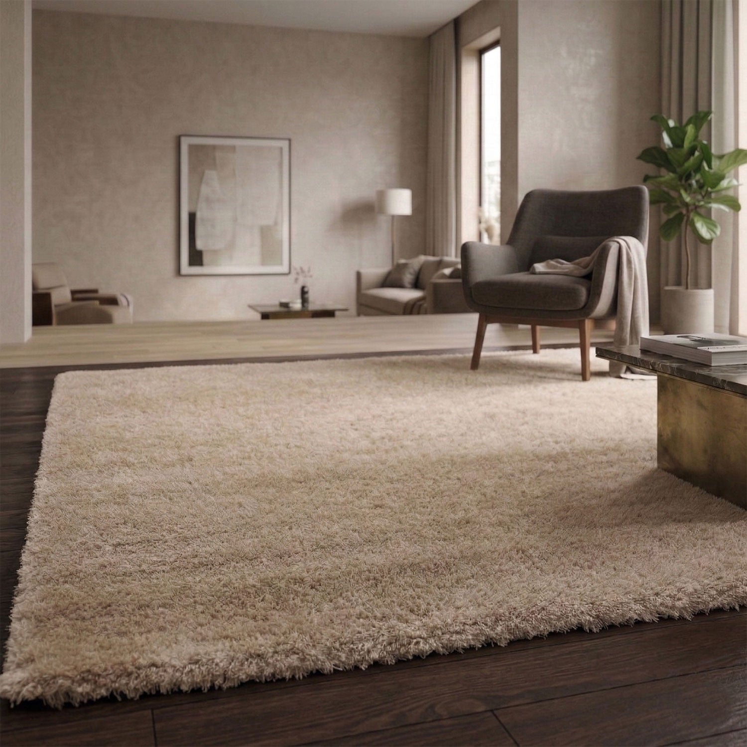 Teppich Mikrofaser Ultra Weich – Flauschiger Teppich für Wohnzimmer & Schlafzimmer Pflegeleicht-1