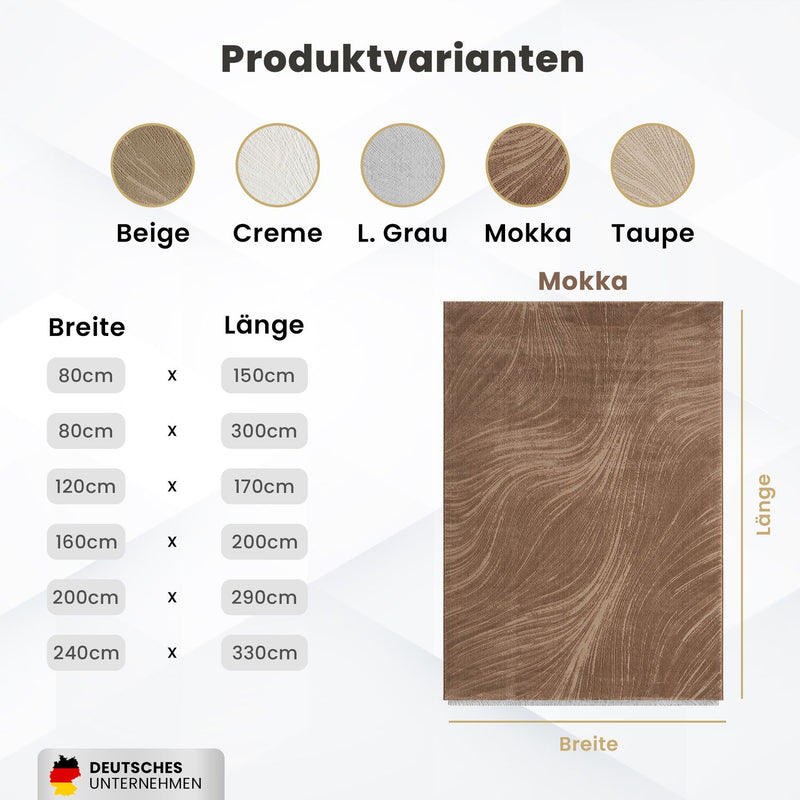 Teppich Wohnzimmer Teppich Schlafzimmer, flur, küche Kurzflor Boho Design Unifarbe Hoch-Tief-Effekt Modern 3D Weich-zoom-