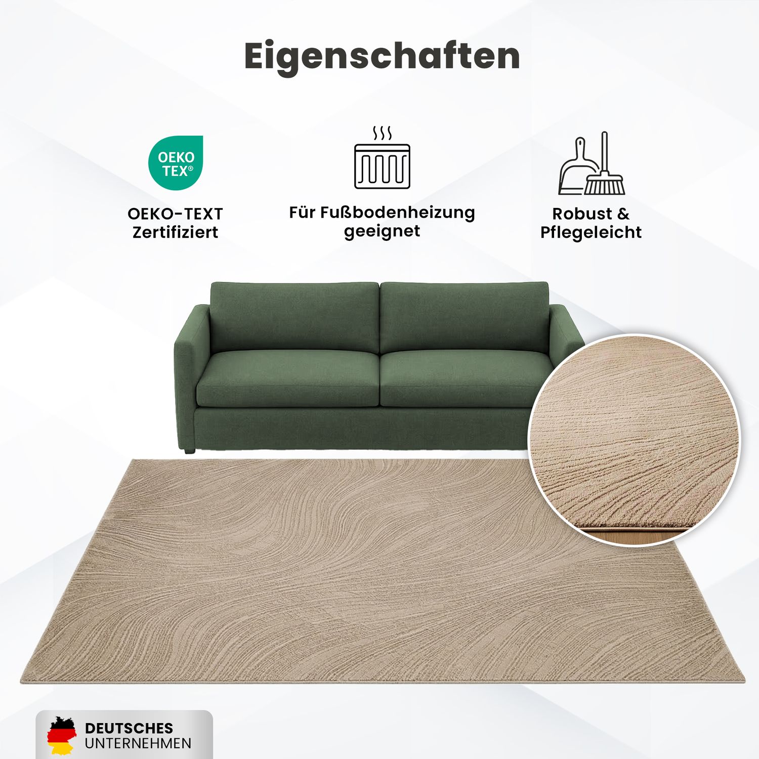 Teppich Wohnzimmer Teppich Schlafzimmer, flur, küche Kurzflor Boho Design Unifarbe Hoch-Tief-Effekt Modern 3D Weich-26