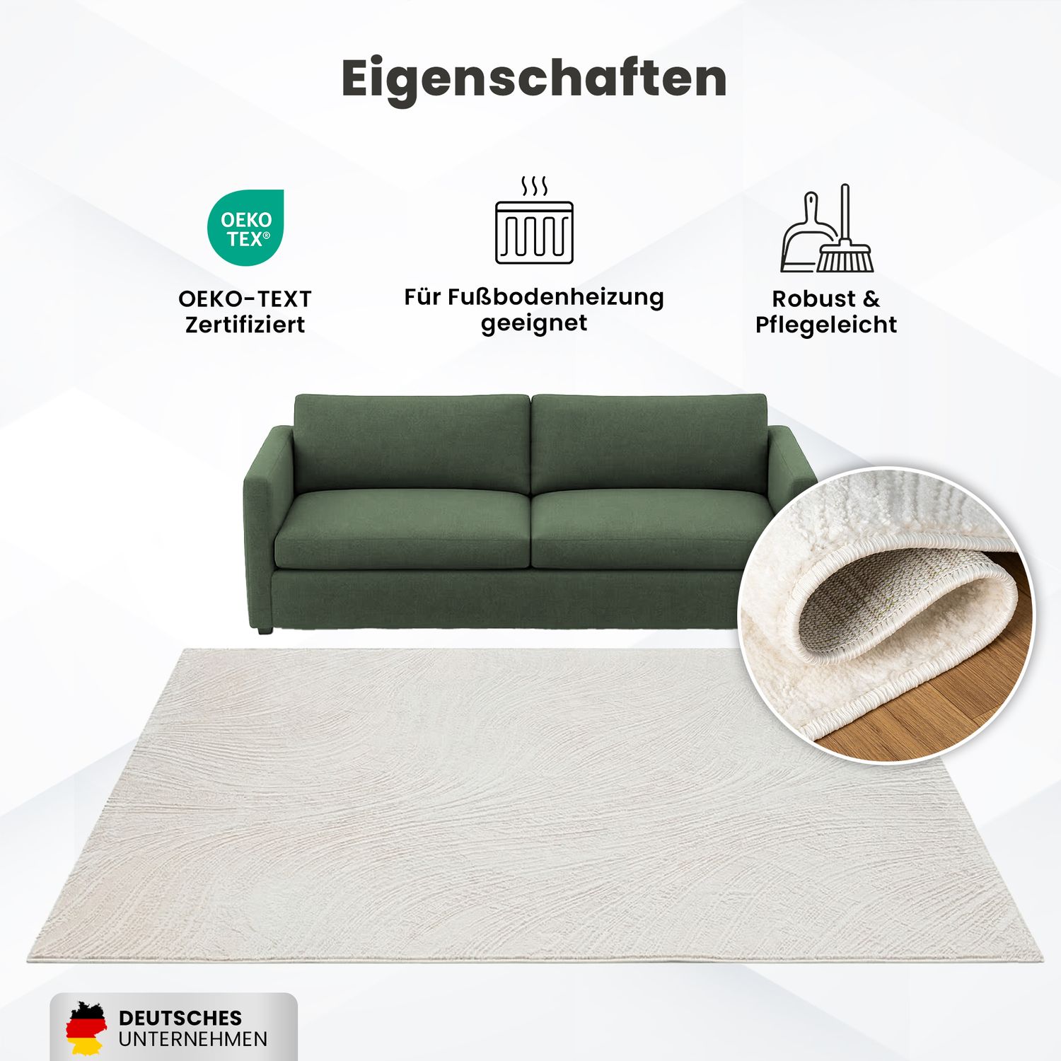 Teppich Wohnzimmer Teppich Schlafzimmer, flur, küche Kurzflor Boho Design Unifarbe Hoch-Tief-Effekt Modern 3D Weich-11