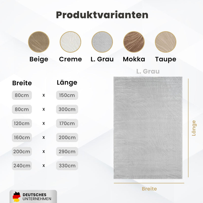 Teppich Wohnzimmer Teppich Schlafzimmer, flur, küche Kurzflor Boho Design Unifarbe Hoch-Tief-Effekt Modern 3D Weich-zoom-
