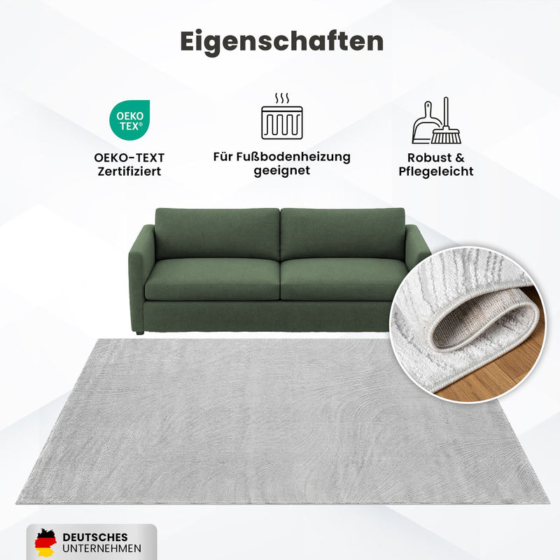 Teppich Wohnzimmer Teppich Schlafzimmer, flur, küche Kurzflor Boho Design Unifarbe Hoch-Tief-Effekt Modern 3D Weich-zoom-