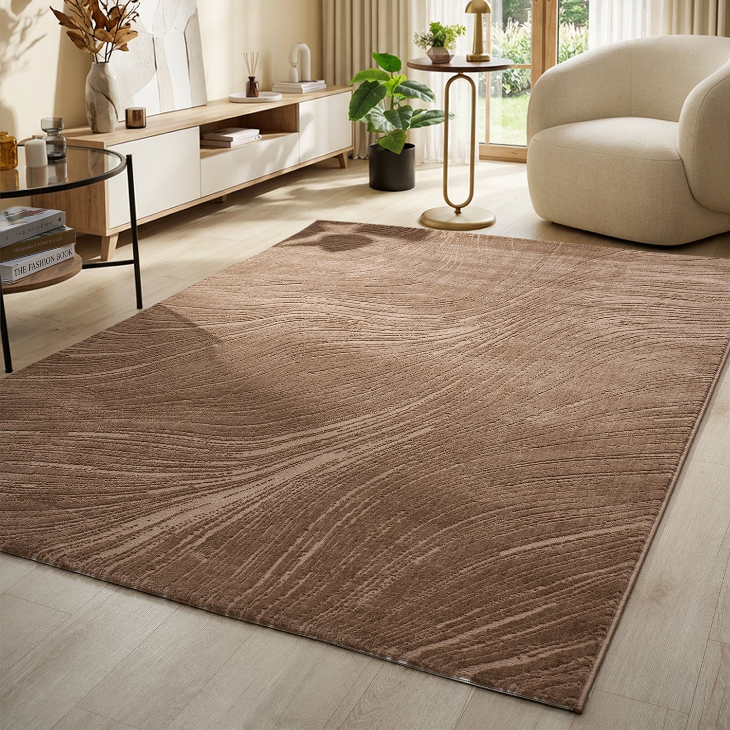 Living room rug, bedroom rug, hallway rug, kitchen rug, short pile, boho design, solid color, high-low effect, modern, 3D, soft-zoom-21