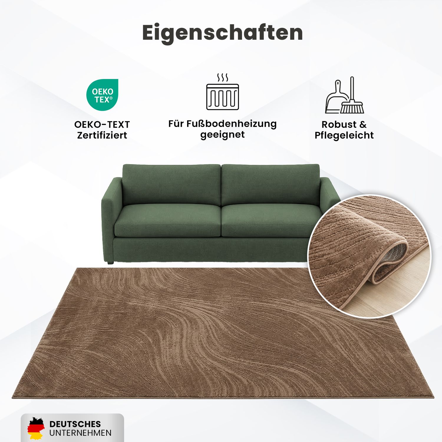 Teppich Wohnzimmer Teppich Schlafzimmer, flur, küche Kurzflor Boho Design Unifarbe Hoch-Tief-Effekt Modern 3D Weich-zoom-33