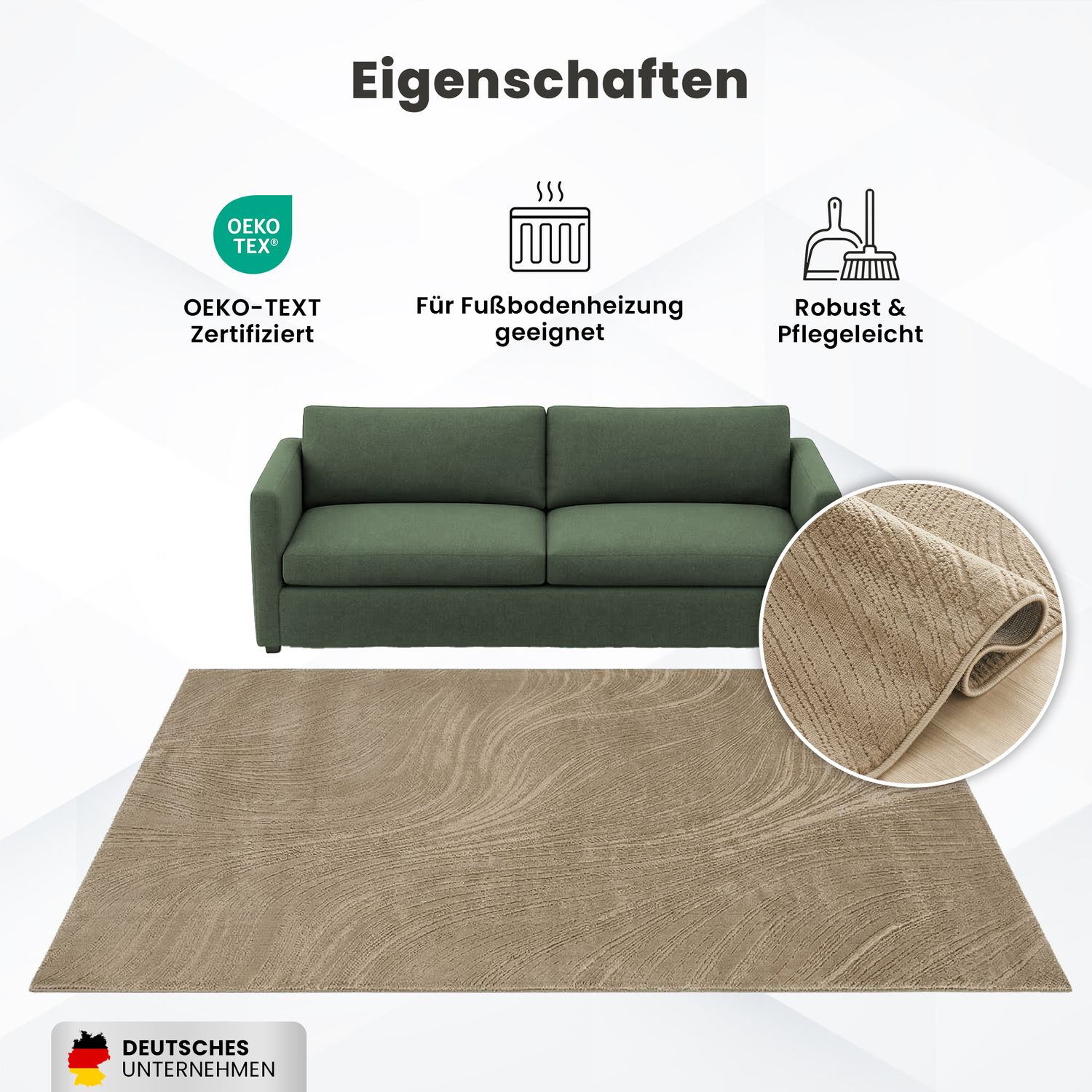 Teppich Wohnzimmer Teppich Schlafzimmer, flur, küche Kurzflor Boho Design Unifarbe Hoch-Tief-Effekt Modern 3D Weich-39