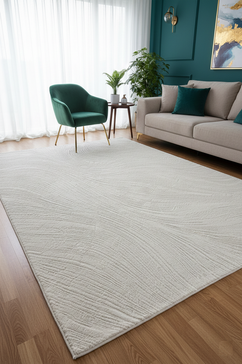 Kurzflor Teppich Boho 3D Hoch-Tief-Effekt – Teppich Wohnzimmer & Schlafzimmer-1