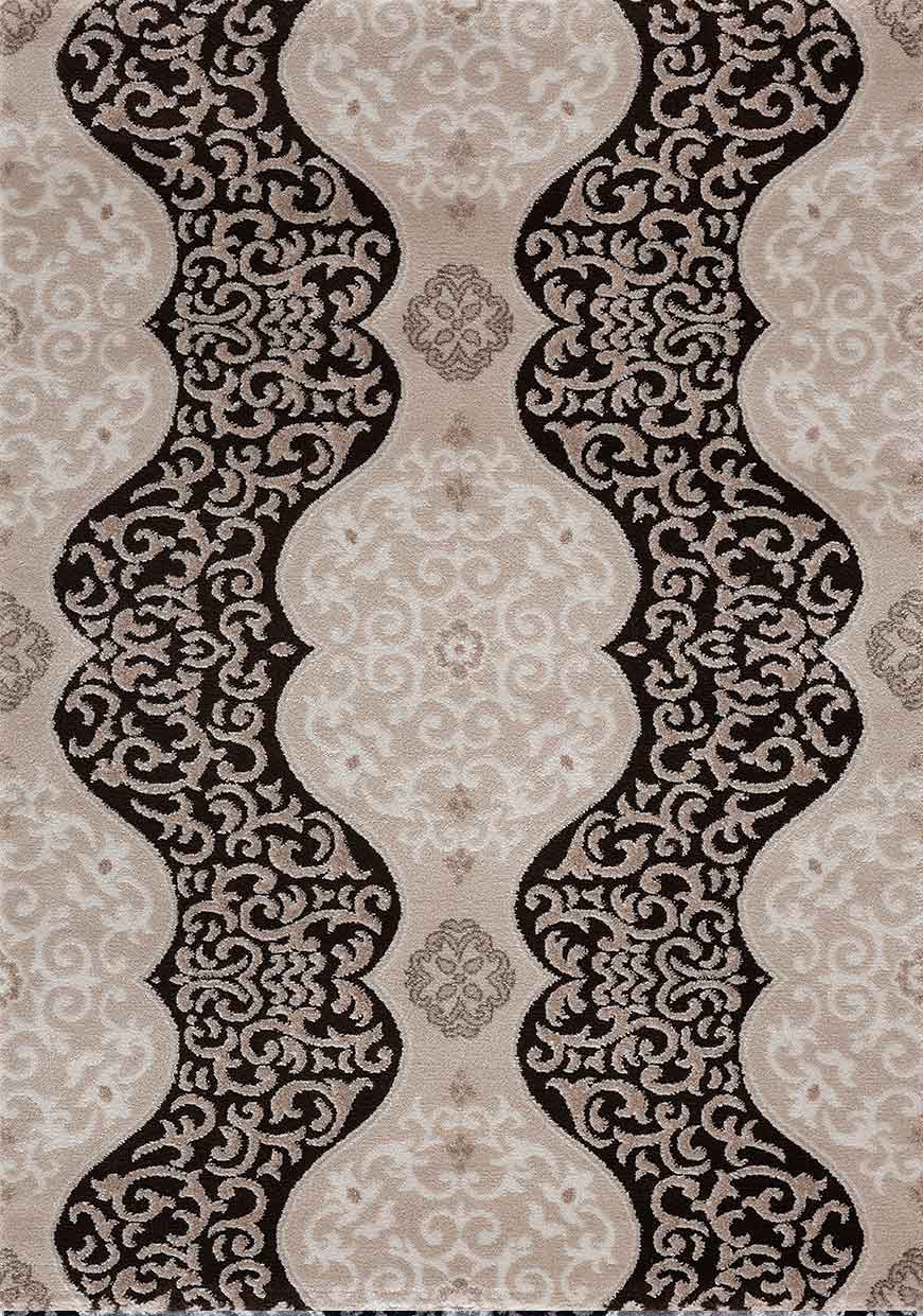 Short pile rug, modern oriental rug with glitter yarn in brown, beige, and black, for living room, bedroom-3