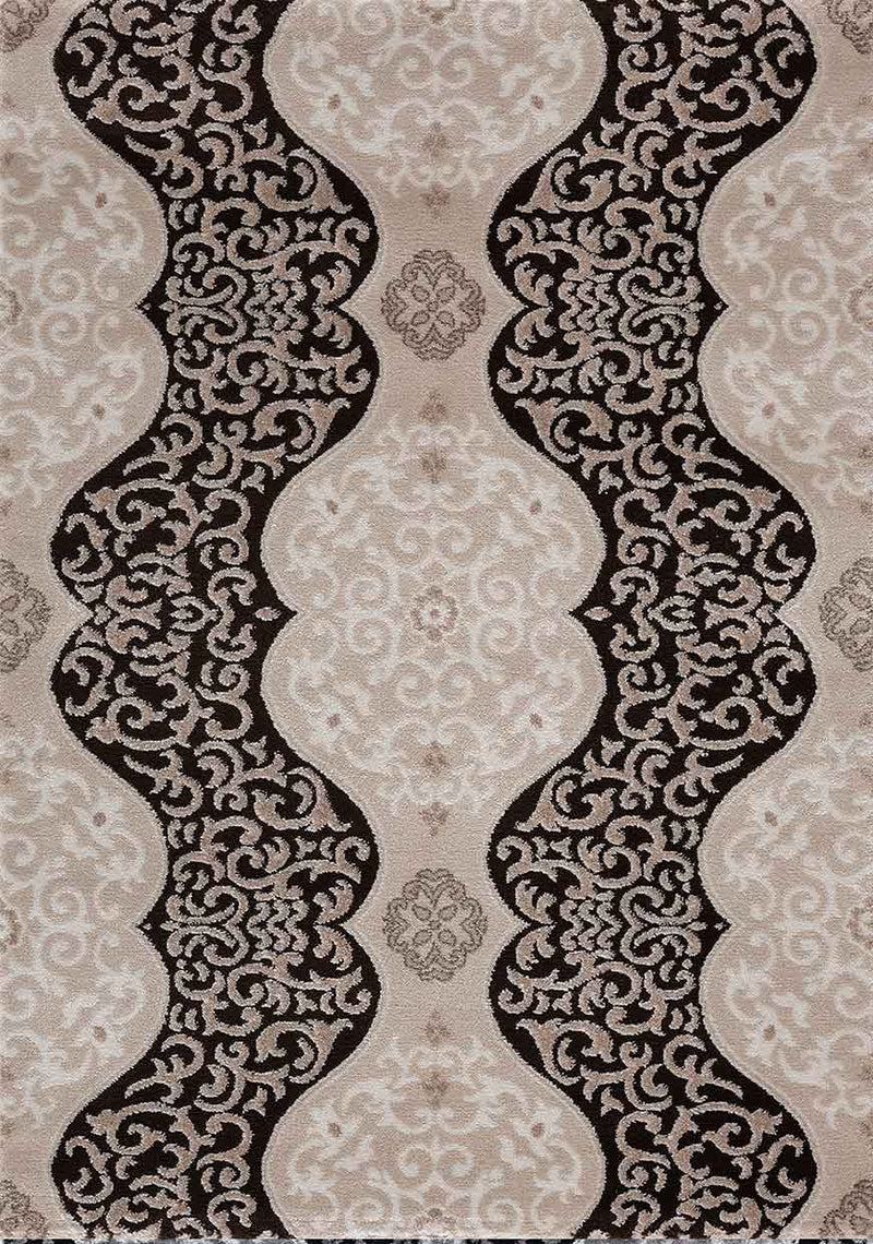 Short pile rug, modern oriental rug with glitter yarn in brown, beige, and black, for living room, bedroom-zoom-