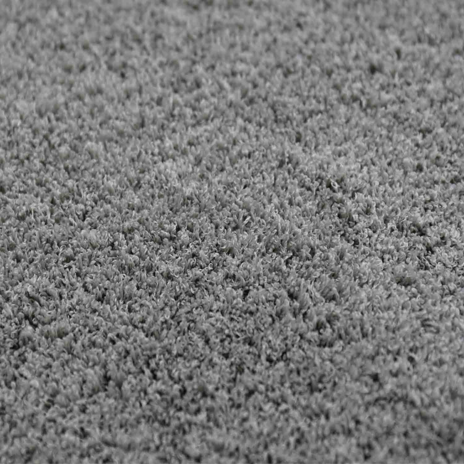 Living room rug in light grey, fluffy microfiber, densely woven - soft-2