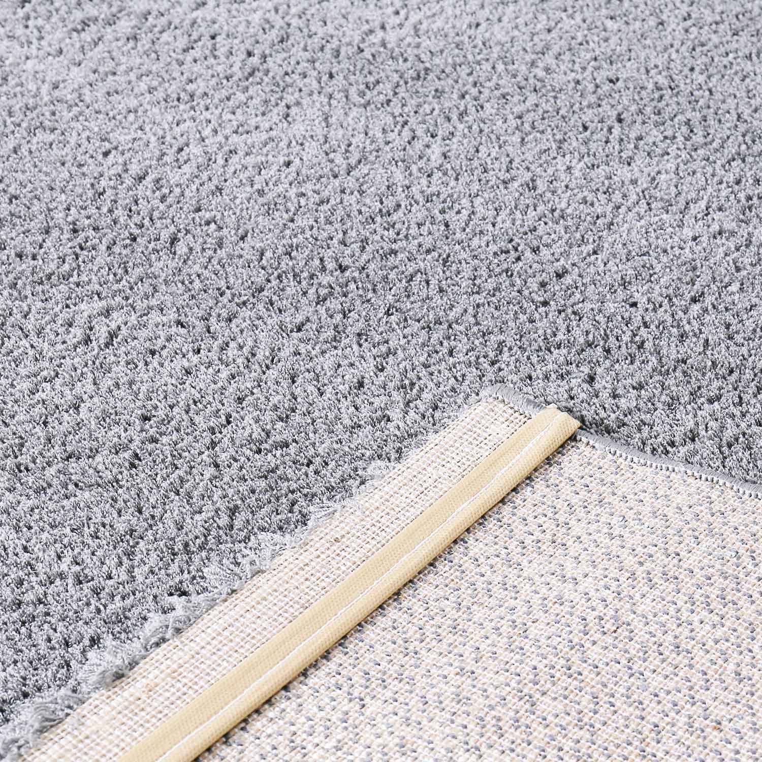 Living room rug in light grey, fluffy microfiber, densely woven - soft-3