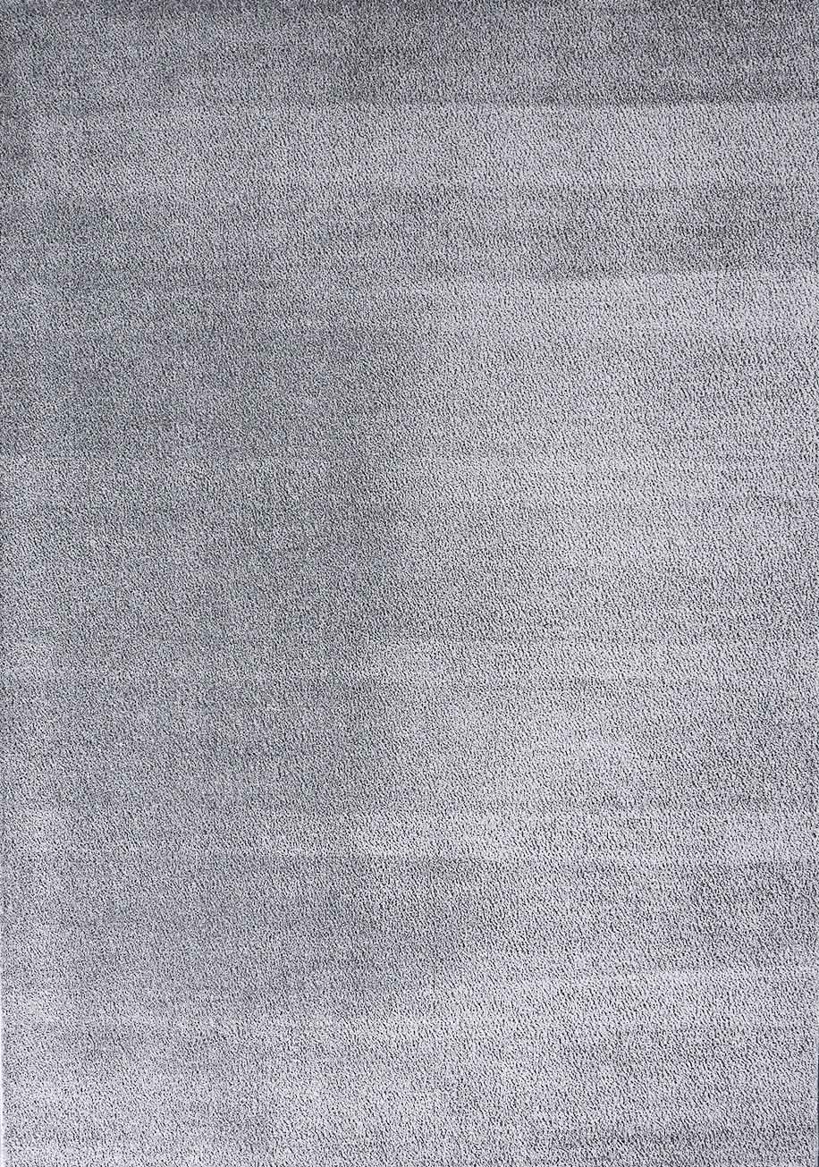 Living room rug in light grey, fluffy microfiber, densely woven - soft