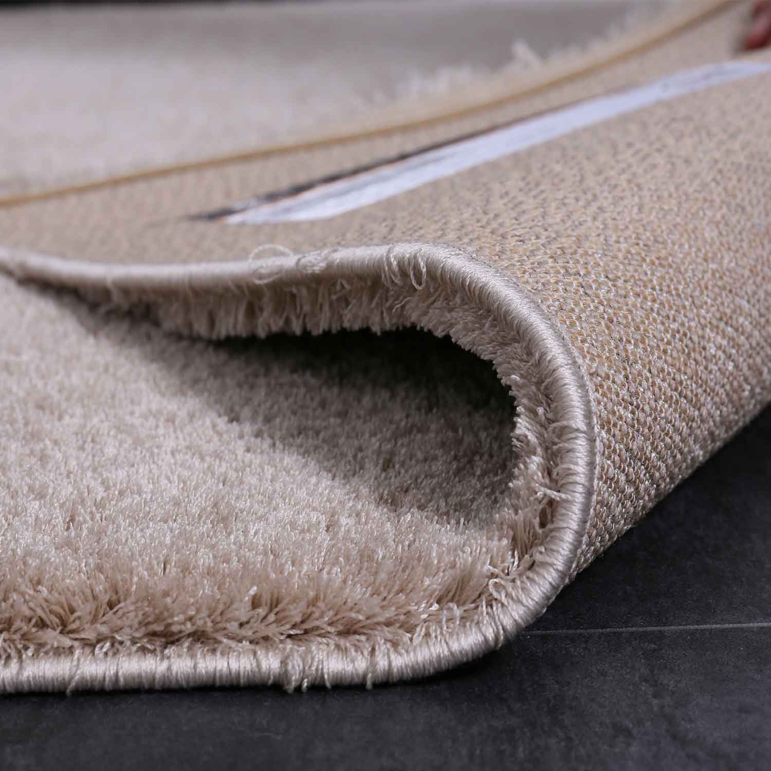Teppich Shaggy hochflor in Beige Flauschig Microfaser Dicht Weich für Wohnzimmer, Schlafzimmer-zoom-3