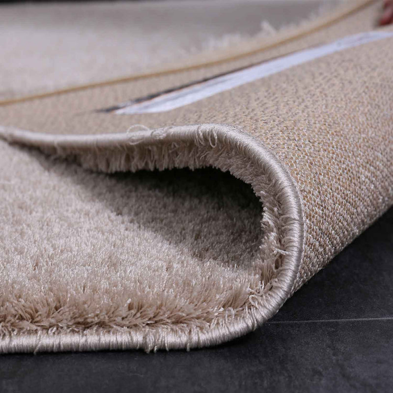 Teppich Shaggy hochflor in Beige Flauschig Microfaser Dicht Weich für Wohnzimmer, Schlafzimmer-zoom-