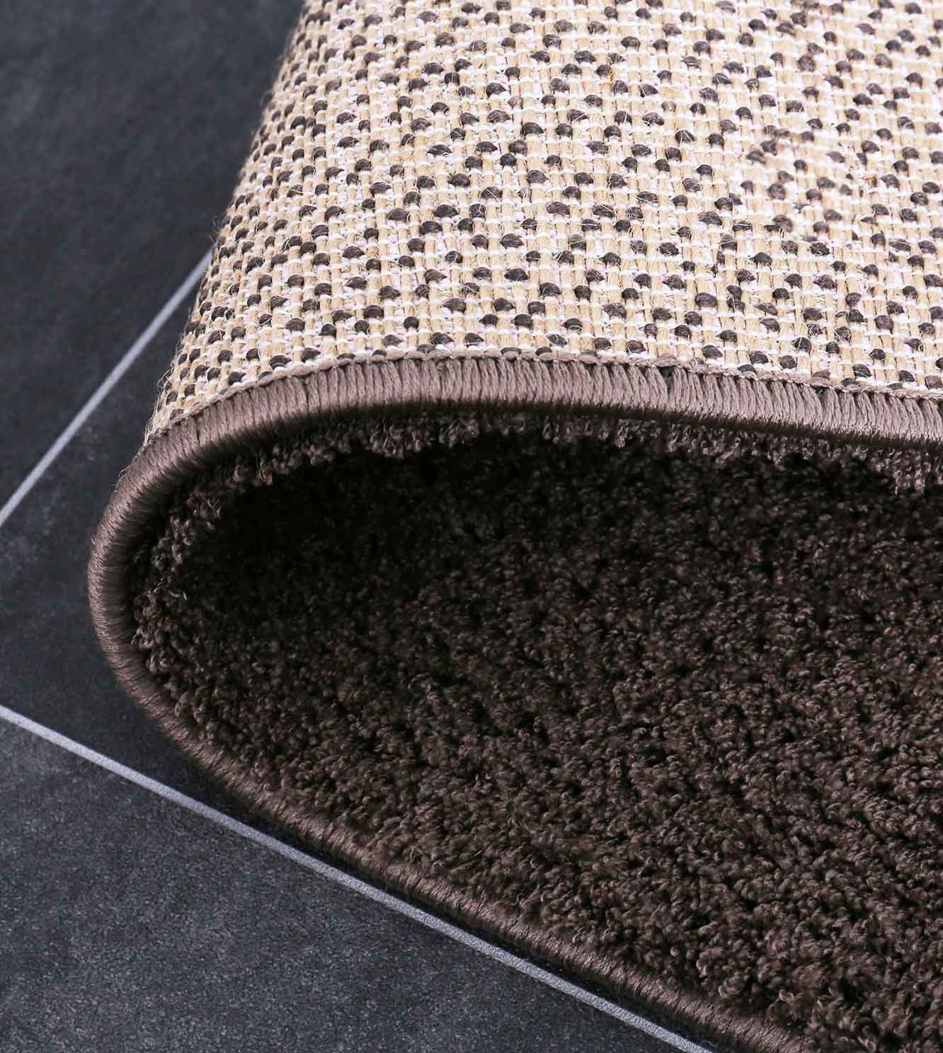 Teppich Wohnzimmer in L.Braun Flauschig Microfaser Dicht gewebt-Weich-4