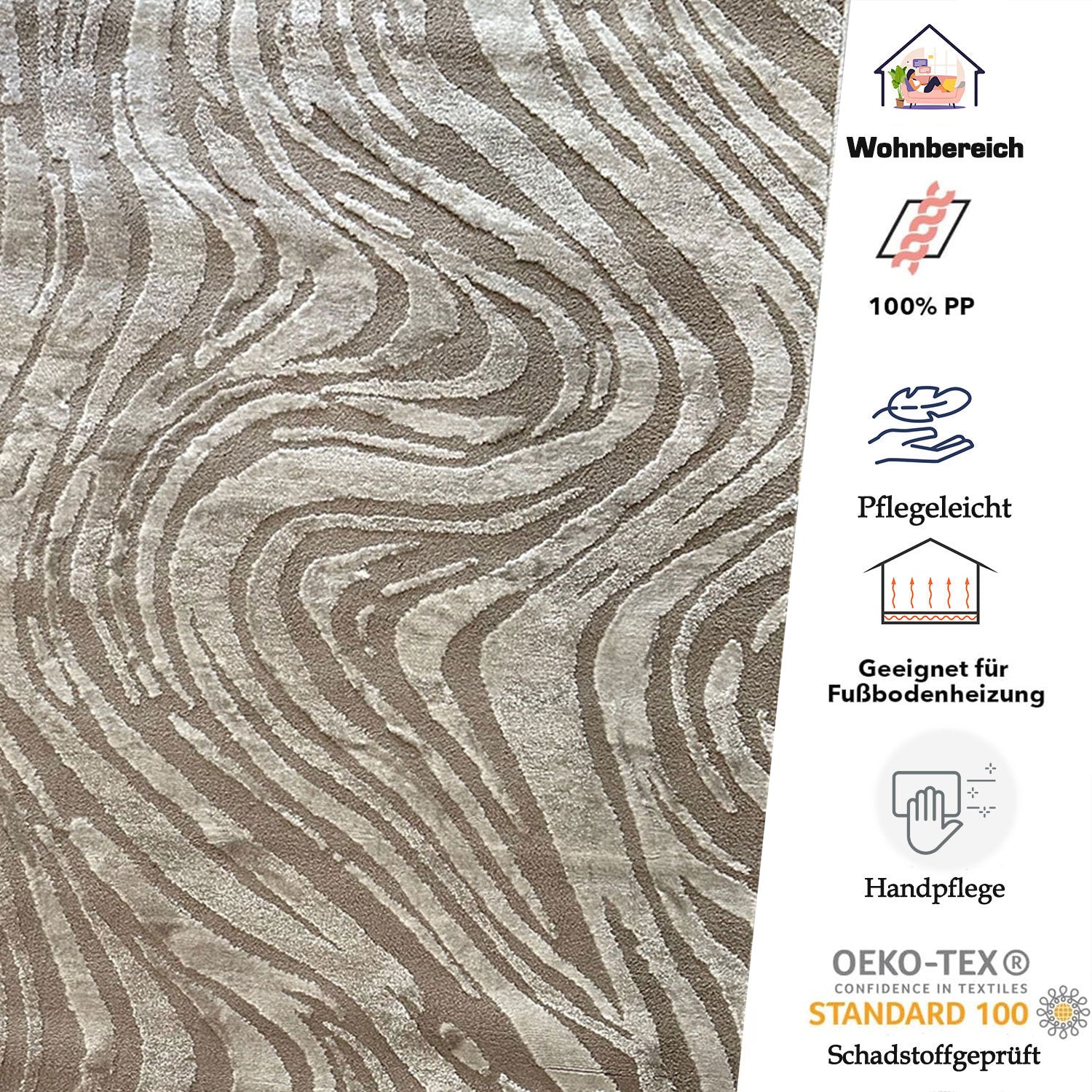 Living room rug, bedroom rug, 3D effect, modern, soft, short pile, wave pattern, high quality-zoom-28