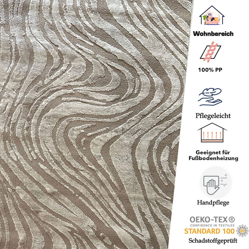 Living room rug, bedroom rug, 3D effect, modern, soft, short pile, wave pattern, high quality-zoom-