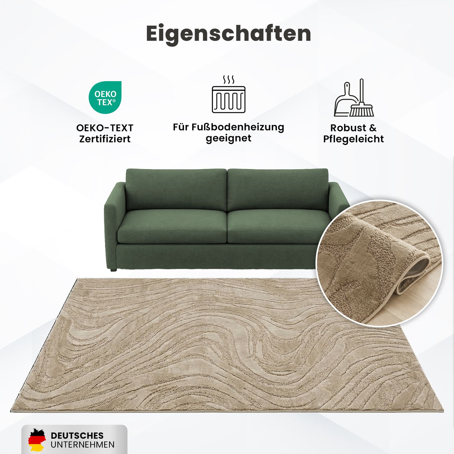 Teppich Wohnzimmer teppich Schlafzimmer 3D Effekt modern Weich kurzflor Wellenmuster Qualitativ-zoom-44
