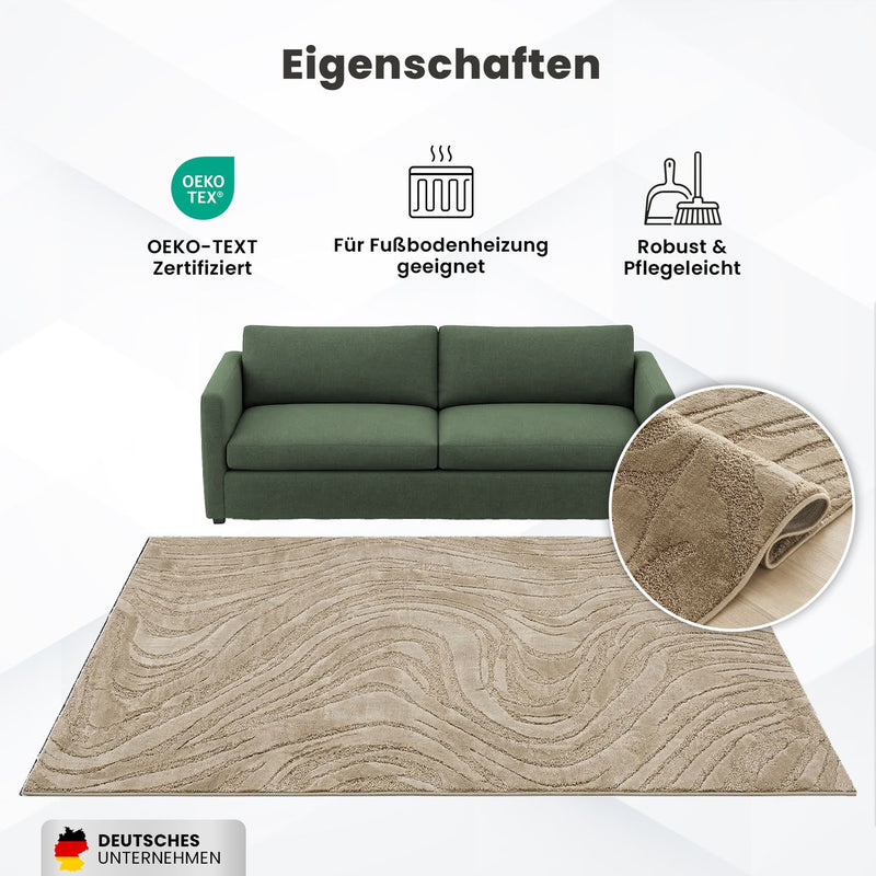 Teppich Wohnzimmer teppich Schlafzimmer 3D Effekt modern Weich kurzflor Wellenmuster Qualitativ-zoom-