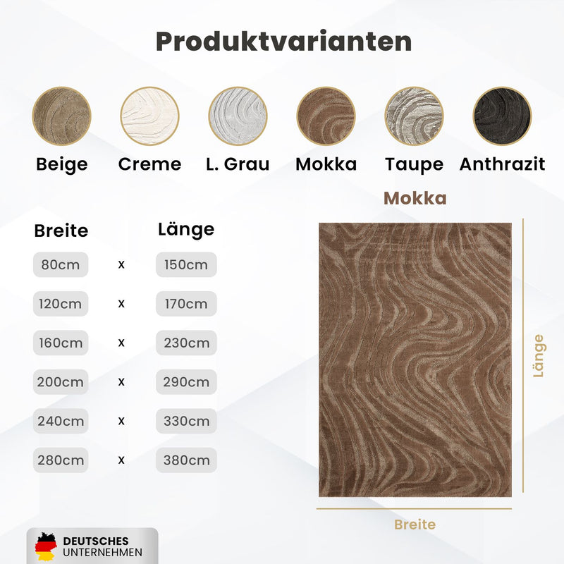 Teppich Wohnzimmer teppich Schlafzimmer 3D Effekt modern Weich kurzflor Wellenmuster Qualitativ-zoom-