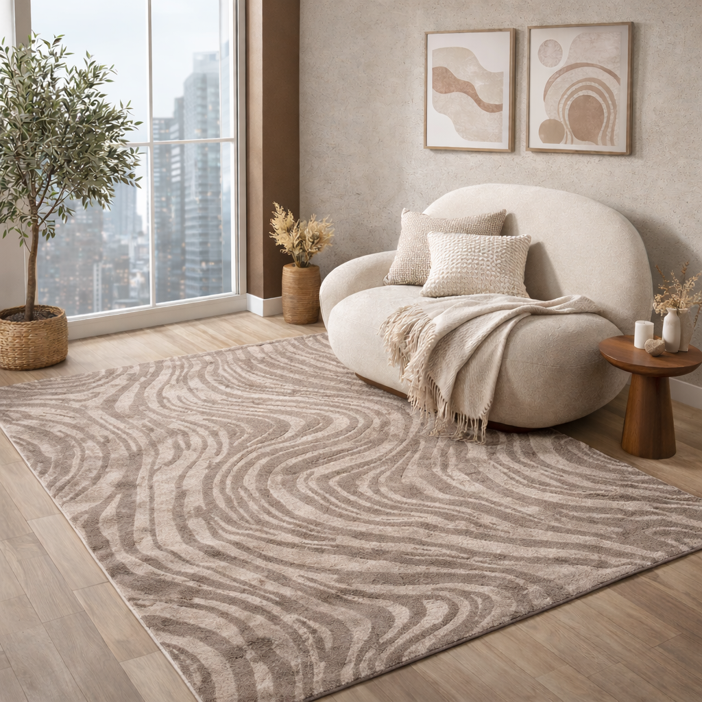 Living room rug, bedroom rug, 3D effect, modern, soft, short pile, wave pattern, high quality-zoom-25