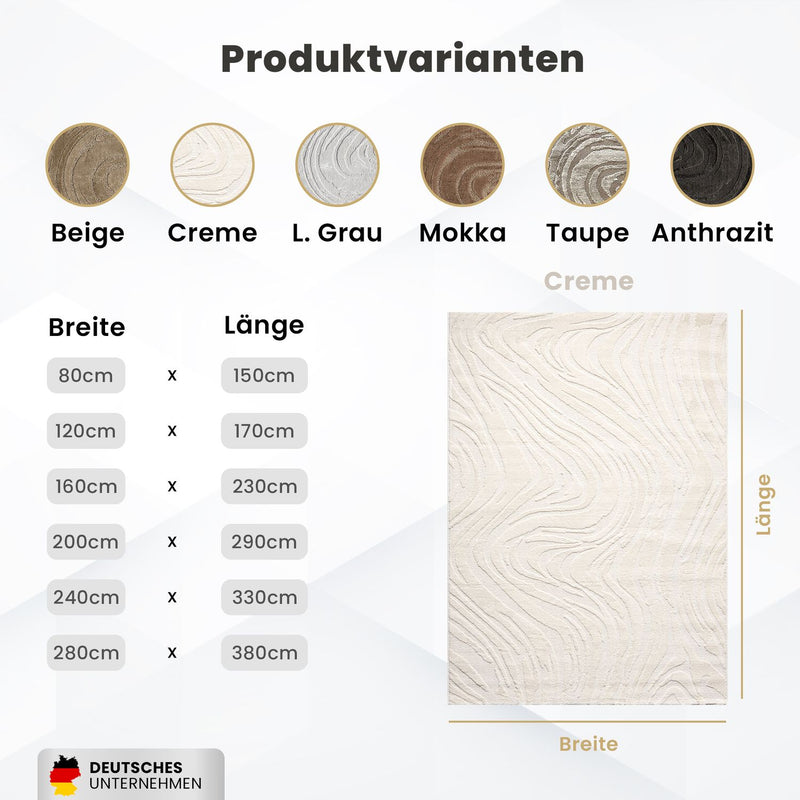 Teppich Wohnzimmer teppich Schlafzimmer 3D Effekt modern Weich kurzflor Wellenmuster Qualitativ-zoom-