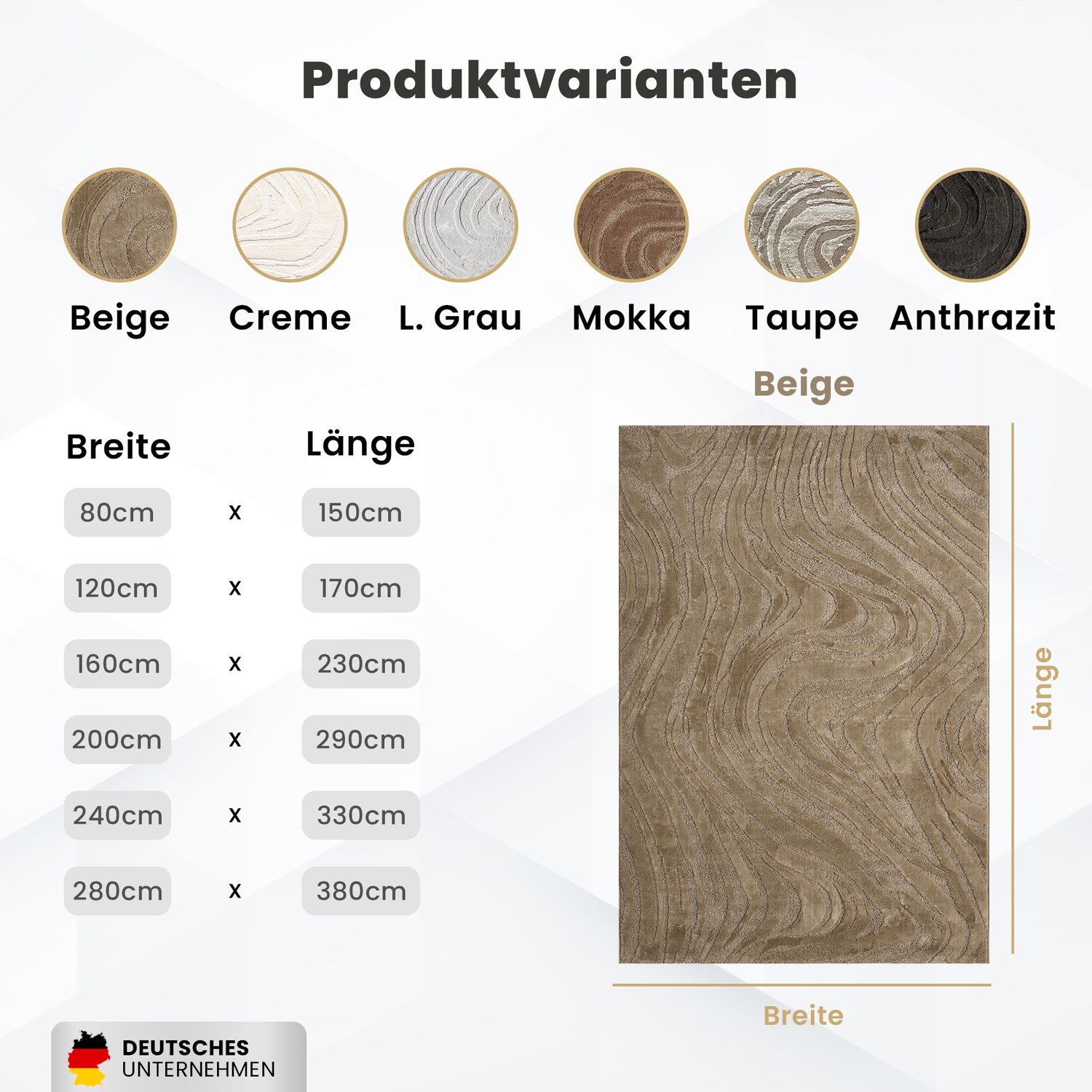Teppich Wohnzimmer teppich Schlafzimmer 3D Effekt modern Weich kurzflor Wellenmuster Qualitativ-zoom-46