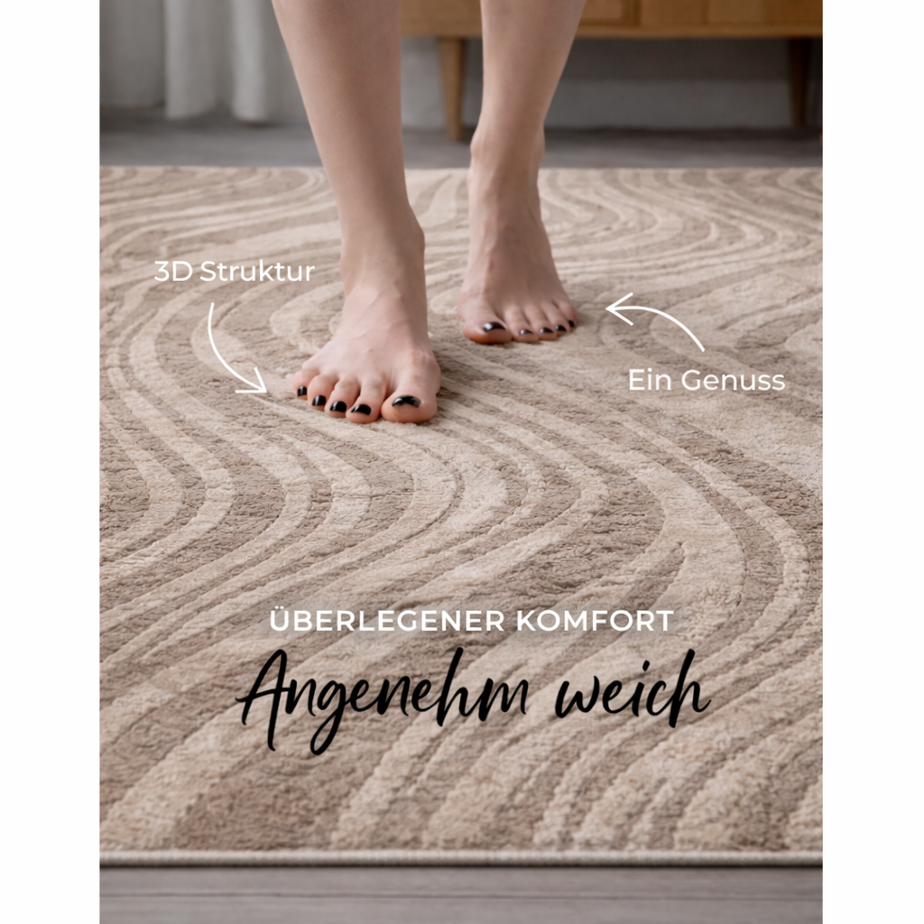 Living room rug, bedroom rug, 3D effect, modern, soft, short pile, wave pattern, high quality-zoom-27