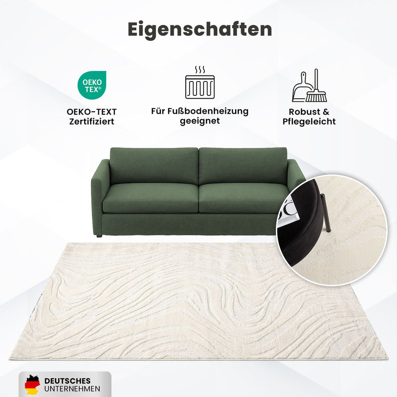 Teppich Wohnzimmer teppich Schlafzimmer 3D Effekt modern Weich kurzflor Wellenmuster Qualitativ-zoom-