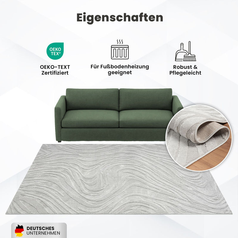 Teppich Wohnzimmer teppich Schlafzimmer 3D Effekt modern Weich kurzflor Wellenmuster Qualitativ-zoom-