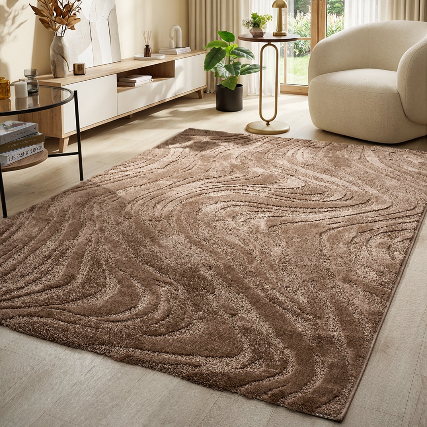 Living room rug, bedroom rug, 3D effect, modern, soft, short pile, wave pattern, high quality-zoom-31