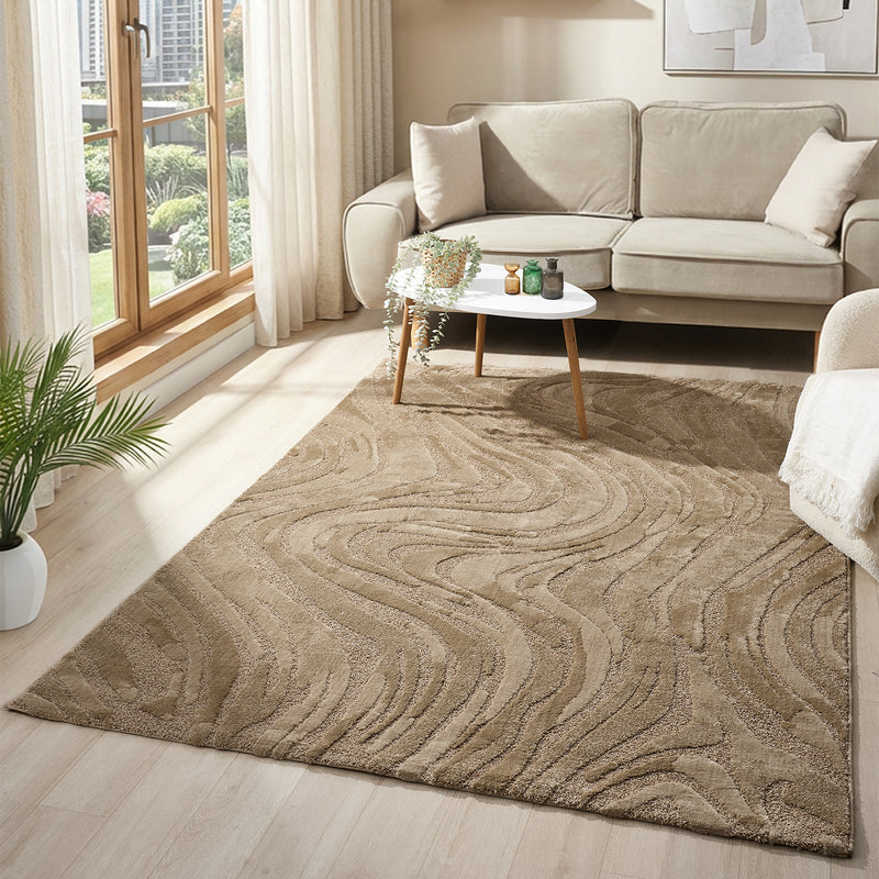 Living room rug, bedroom rug, 3D effect, modern, soft, short pile, wave pattern, high quality-zoom-